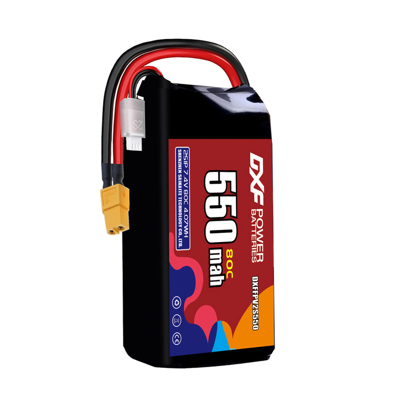 DXF 550mAh 2S 80C 7.4V Lipo Battery Pack for FPV LiPo Battery