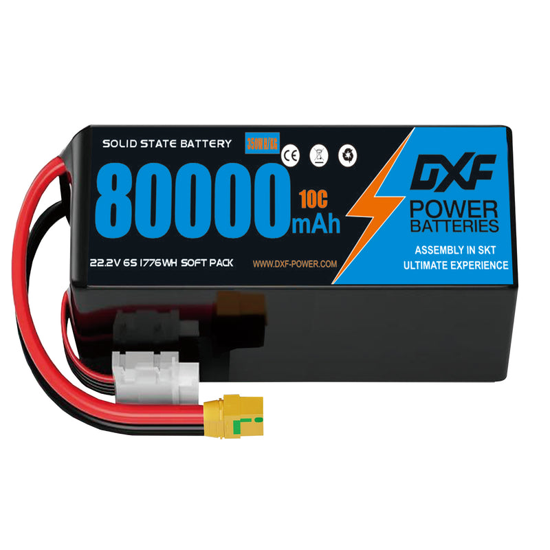 (CN)DXF 6S Lipo Battery 22.2V 10C 80000mAh Soft Case Battery  for Drone UAV FPV Car Truck Tank RC Buggy Truggy Racing Hobby Semi solidstate Battery
