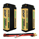 DXF LiPo Battery 2S2P HV 7.6V 7000mAh 140C Graphene NGP Plus Gold Version with 5mm Bullet / EC5 / T / TRX / XT60 / XT90 / XT150 / Q8s Plug for RC 1/10 1/8 Scale Car Racing