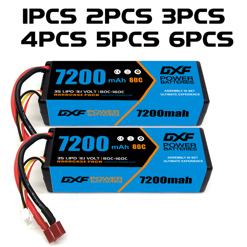 (CA)DXF Lipo Battery 3S 11.1V 7200MAH 80C Blue Series lipo Hardcase with Deans/T Plug for Rc 1/8 1/10 Buggy Truck Car Off-Road Drone