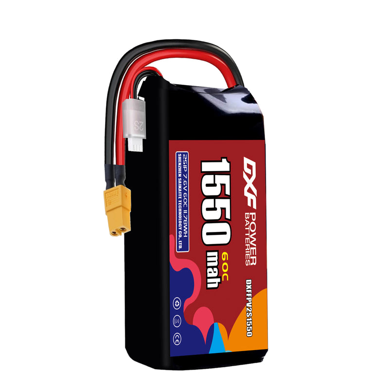 DXF 1550mAh 2S 60C 7.6V Lipo Battery Pack for FPV LiPo Battery
