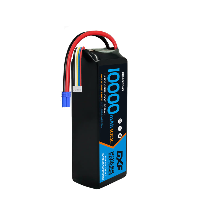 DXF 4S LiPo Battery 14.8V 10000mAh 100C with EC5 for RC 1/8 1/10 Car Truck Tank