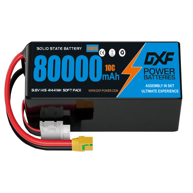 (CN)DXF 14S Lipo Battery 51.8V 10C 80000mAh Soft Case Battery  for Drone UAV FPV Car Truck Tank RC Semi solidstate Battery Racing Hobby
