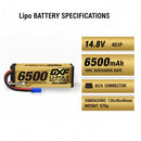 DXF 4S 14.8V 6500mAh 100C Graphene LiPo Battery Hardcase - Gold Series with EC5/XT90 for RC Cars & Drones