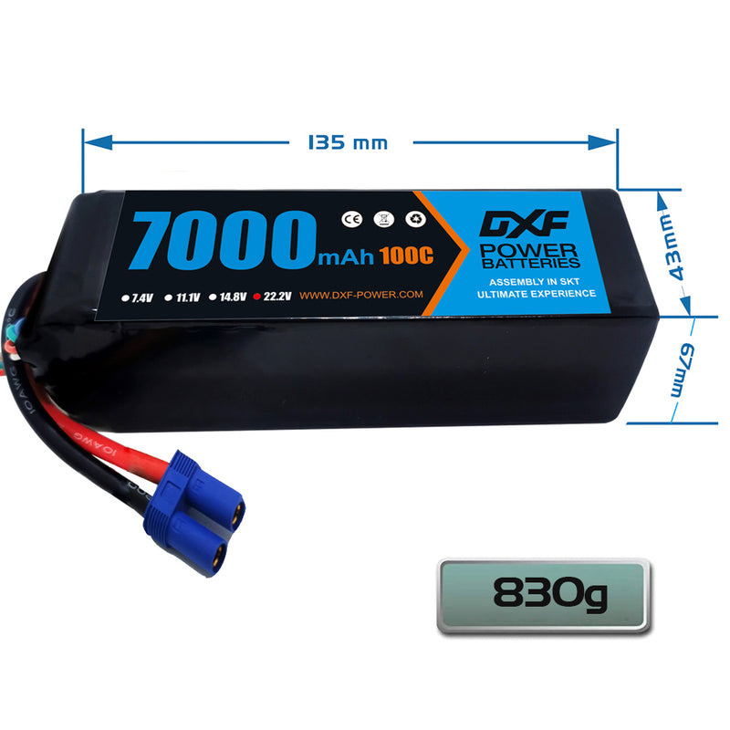 (PL)DXF 6S Lipo Battery 22.2V 100C 7000mAh Soft Case Battery with EC5 Connector for Car Truck Tank RC Buggy Truggy Racing Hobby