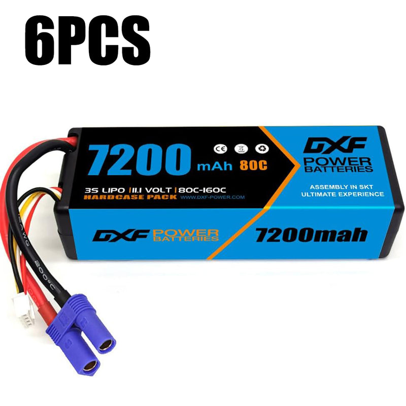 (CA)DXF Lipo Battery 3S 11.1V 7200MAH 100C Blue Series lipo Hardcase with  EC5 Plug for Rc 1/8 1/10 Buggy Truck Car Off-Road Drone
