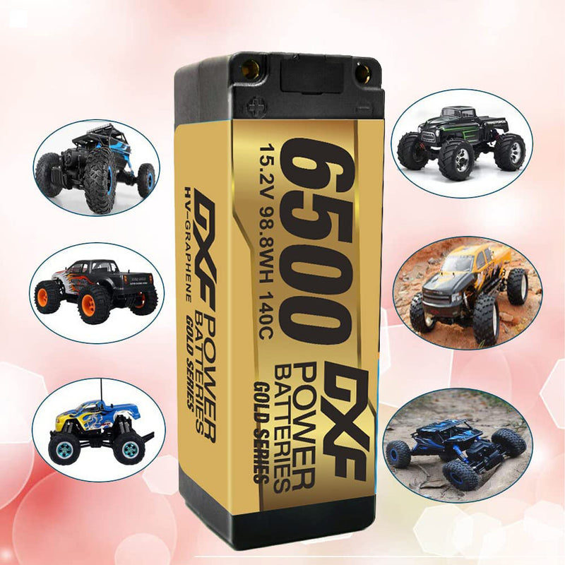 (PL)DXF Lipo Battery 4S 15.2V 6500MAH 140C GoldSeries  LCG 5MM Graphene lipo Hardcase with EC5 and XT90 Plug for Rc 1/8 1/10 Buggy Truck Car Off-Road Drone