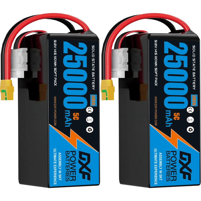 (CN)DXF 14S Lipo Battery 51.8V 10C 25000mAh Soft Case Battery  for Drone UAV FPV Car Truck Tank RC Semi solidstate Battery Racing Hobby