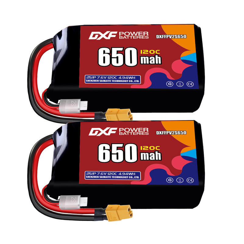DXF 650mAh 2S 150C 7.6V Lipo Battery Pack for FPV LiPo Battery
