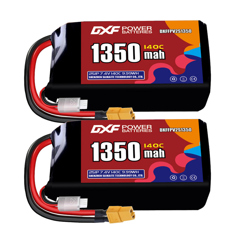 DXF 1350mAh 2S 140C 7.4V Lipo Battery Pack for FPV LiPo Battery
