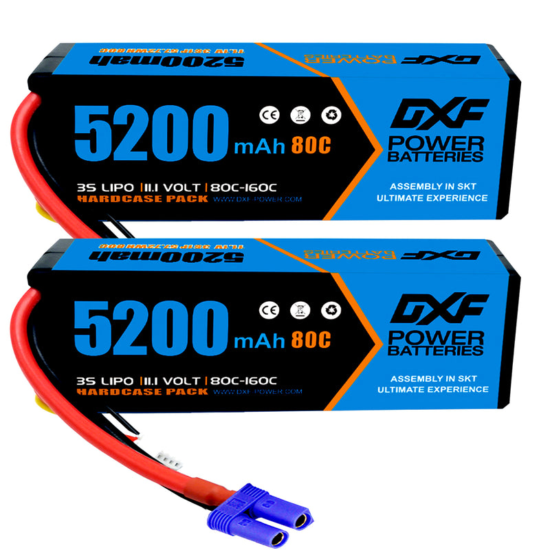 (PL)DXF Lipo Battery 3S 11.1V 5200MAH 80C Blue Series lipo Hardcase with EC5 Plug for Rc 1/8 1/10 Buggy Truck Car Off-Road Drone
