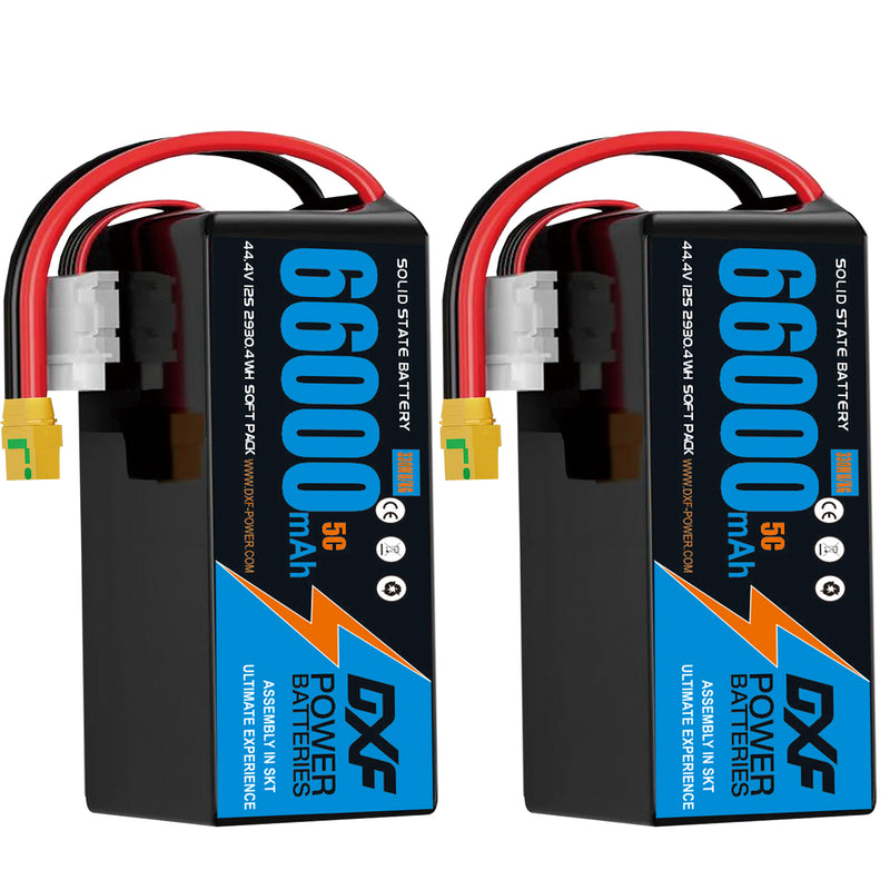 (CN)DXF 12S Lipo Battery 44.4V 10C 66000mAh Soft Case Battery  for Drone UAV FPV Car Truck Tank RC Semi solidstate Battery Racing Hobby