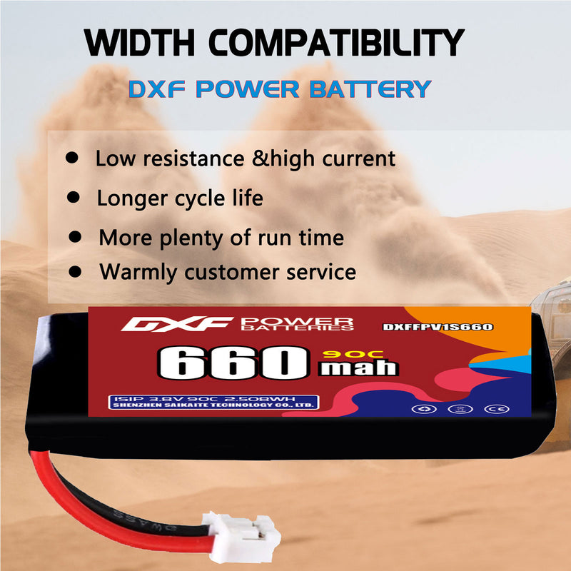 DXF 660mAh 1S 90C 3.8V Lipo Battery Pack for FPV LiPo Battery