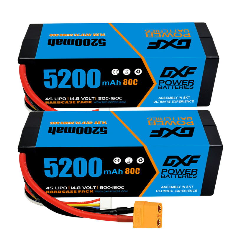 (CA)DXF Lipo Battery 4S 14.8V 5200MAH 80C  lipo Hardcase with  XT90 Plug for Rc 1/8 1/10 Buggy Truck Car Off-Road Drone