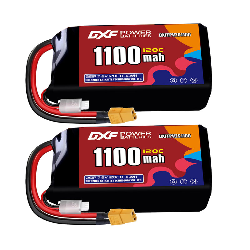 DXF 1100mAh 2S 120C 7.6V Lipo Battery Pack for FPV LiPo Battery