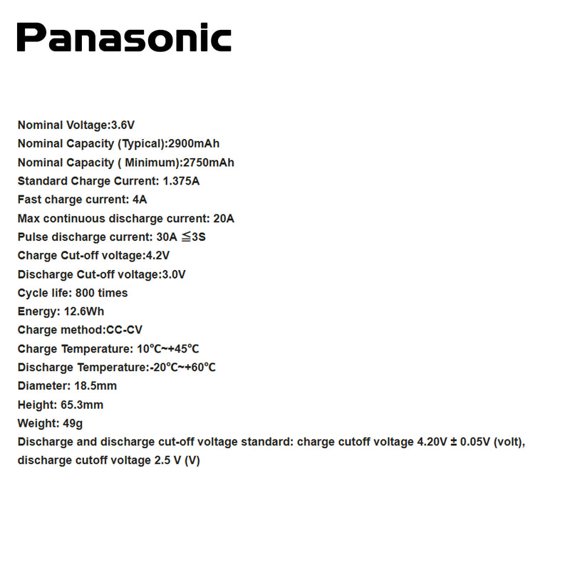 NCR18650PF Battery Replacement For Panasonic 18650 PF 2900mah 10A High Drain Rechargeable 3.6V Lithium Batteries Cell
