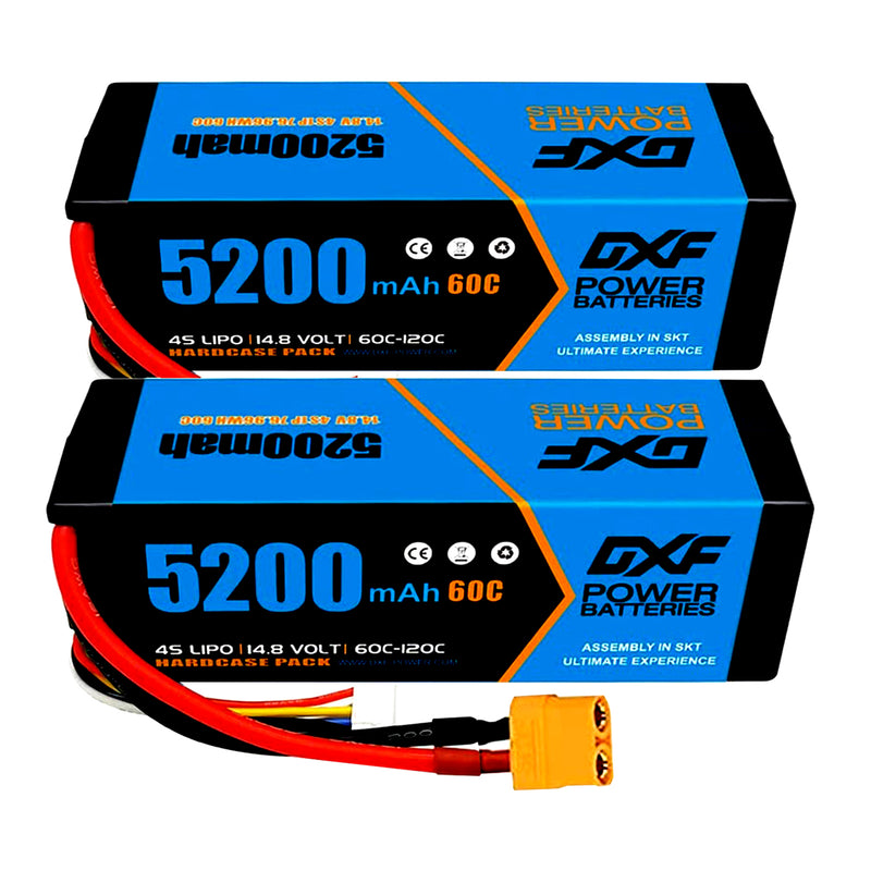 (FR)DXF Lipo Battery 4S 14.8V 5200MAH 60C  lipo Hardcase with  XT90 Plug for Rc 1/8 1/10 Buggy Truck Car Off-Road Drone
