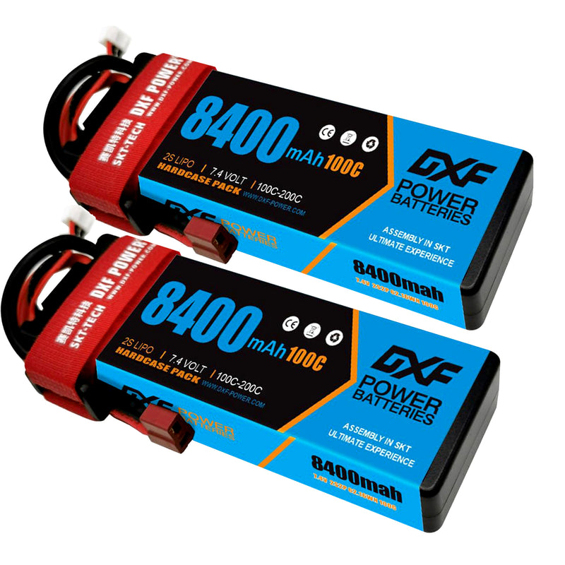 (PL)DXF Lipo Battery 2S 7.4V 8400mAh 100C/200C Hardcase Battery Graphene Battery for Rc Truck Drone 1/10 1/8 Scale Traxxas Slash 4x4 RC Car Buggy truggy