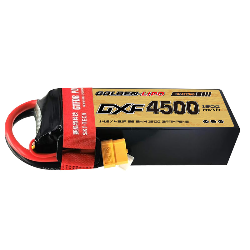(CN)DXF 4S Lipo Battery 14.8V 150C 4500mAh Soft Case Battery with EC5 XT90 Connector for Car Truck Tank RC Buggy Truggy Racing Hobby