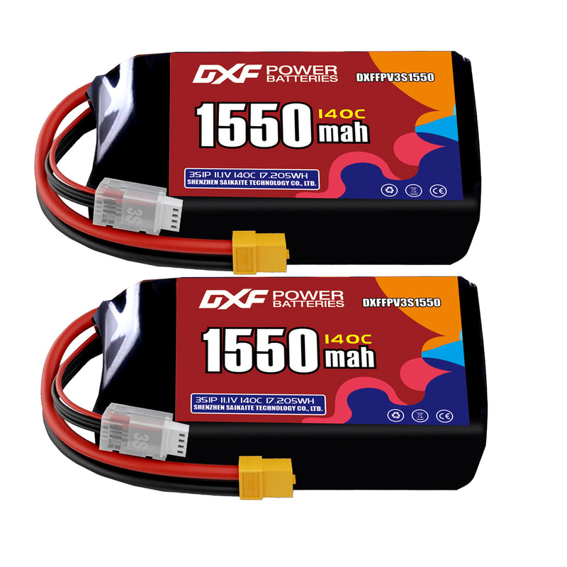 DXF 1550mAh 3S 140C 11.1V Lipo Battery Pack for FPV LiPo Battery