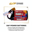 DXF 4S 14.8V 1550mAh 150C Gold Version Graphene LiPo Soft Case Battery with 12AWG XT60 Plug for FPV Racing Drone RC Car Boat (2 Pack Set)