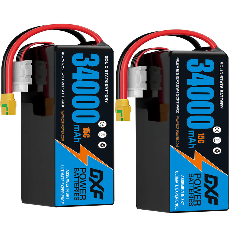 (CN)DXF 12S Lipo Battery 46.2V 15C 34000mAh Soft Case Battery  for Drone UAV FPV Car Truck Tank RC Semi solidstate Battery Racing Hobby
