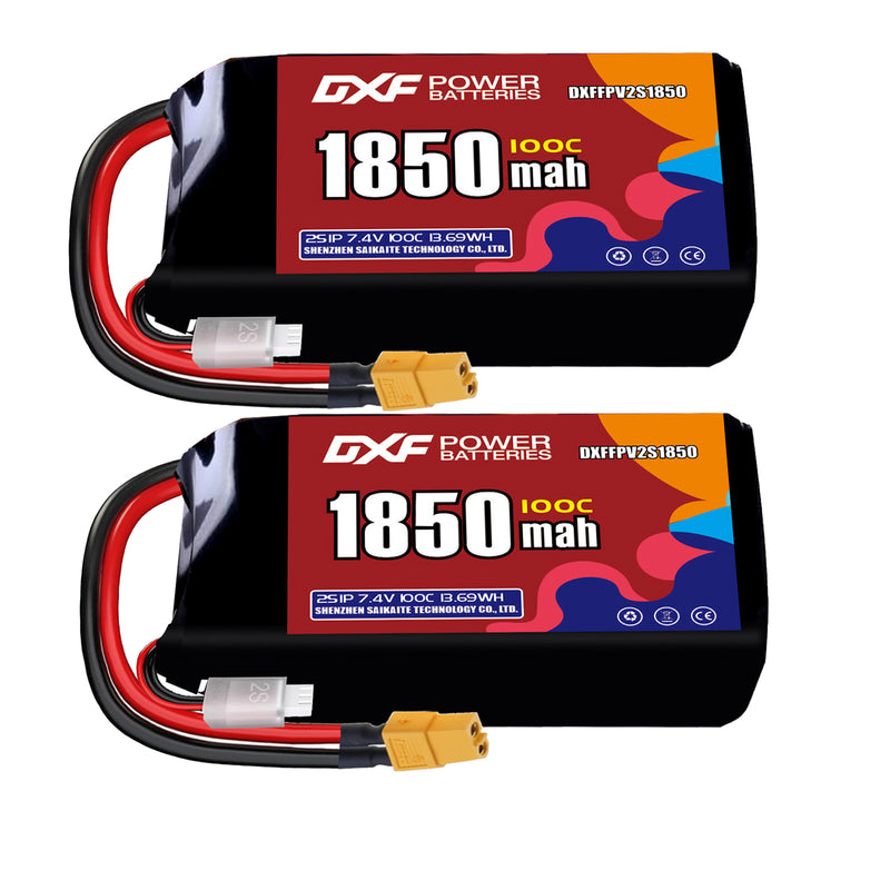 DXF 1850mAh 2S 100C 7.4V Lipo Battery Pack for FPV LiPo Battery