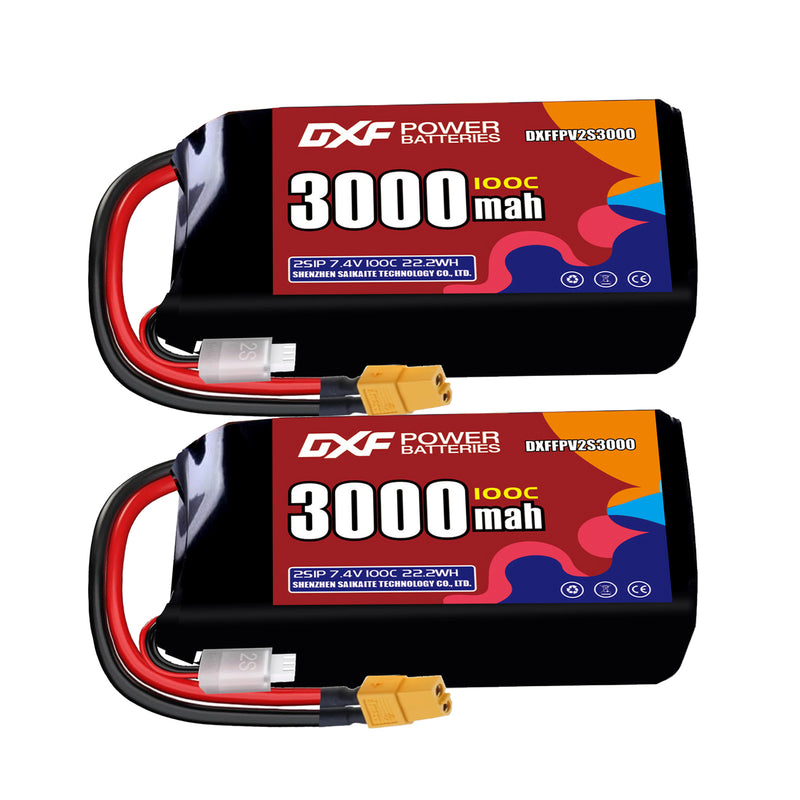 DXF 3000mAh 2S 100C 7.4V Lipo Battery Pack for FPV LiPo Battery
