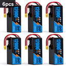 DXF 6S 22.2V 12000mAh 100C Soft Case LiPo Battery with 8AWG Wire for Toy Cars, Boats, UAVs & Drones (1-6 Pack)