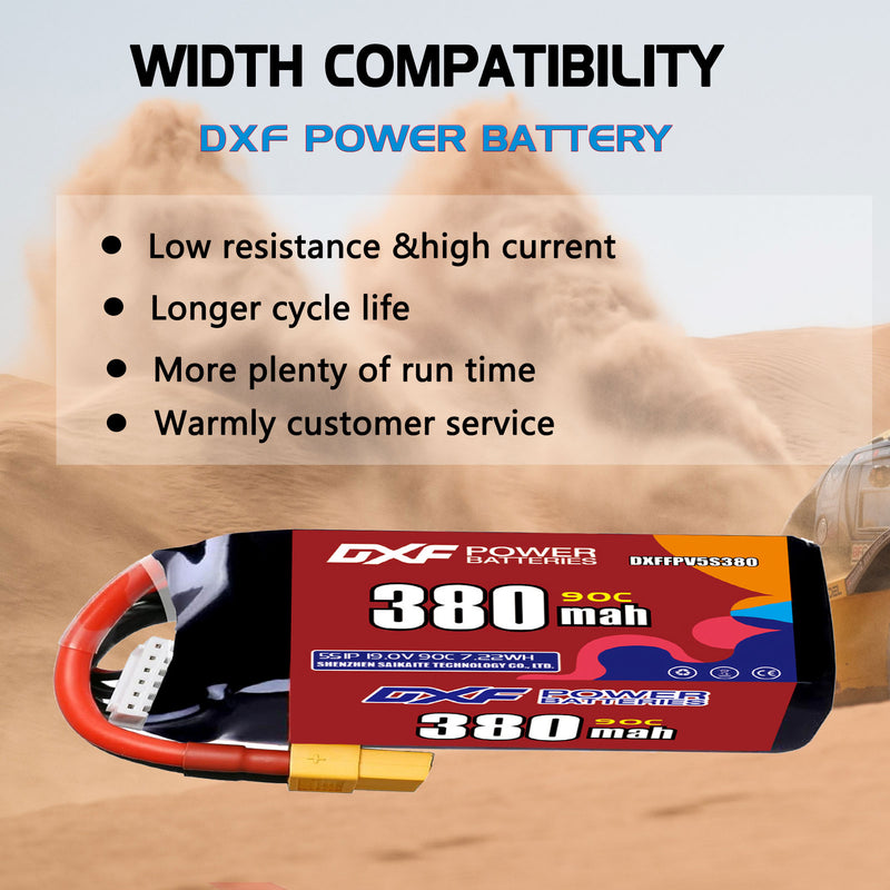 DXF 380mAh 5S 90C 19.0V Lipo Battery Pack for FPV LiPo Battery