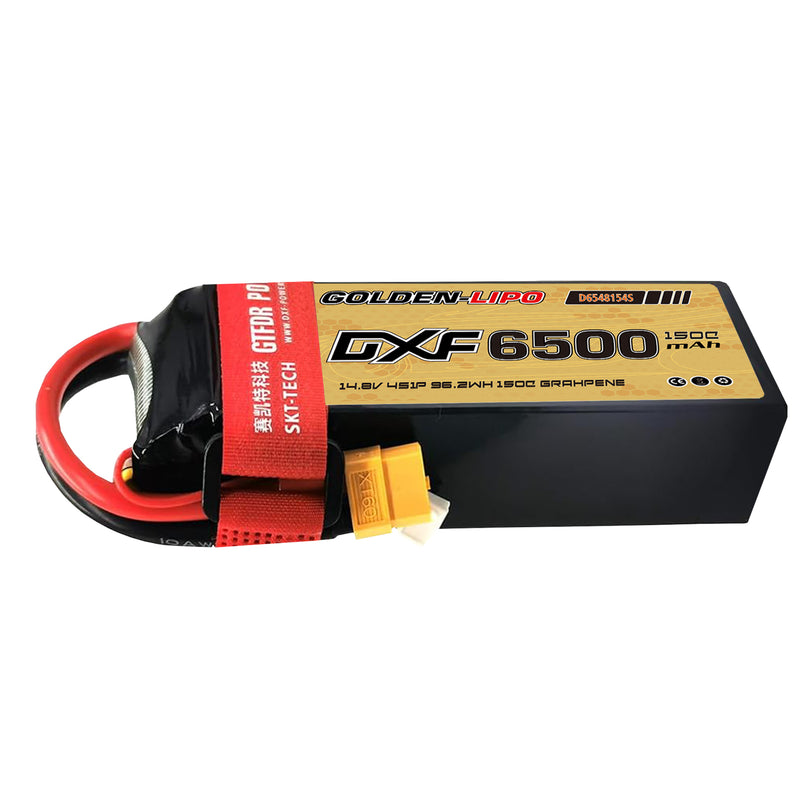 (CN)DXF 4S Lipo Battery 14.8V 150C 6500mAh Soft Case Battery with EC5 XT90 Connector for Car Truck Tank RC Buggy Truggy Racing Hobby