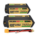 DXF LiPo Battery 2S2P HV 7.6V 7500mAh 150C Graphene NGP Plus Gold Version with 5mm Bullet / EC5 / T / TRX / XT60 / XT90 / XT150 / Q8s Plug for RC 1/10 1/8 1/5 Scale Car Racing