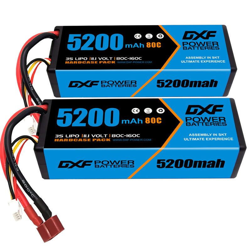 (CA)DXF Lipo Battery 3S 11.1V 5200MAH 80C Blue Series lipo Hardcase with Deans Plug for Rc 1/8 1/10 Buggy Truck Car Off-Road Drone