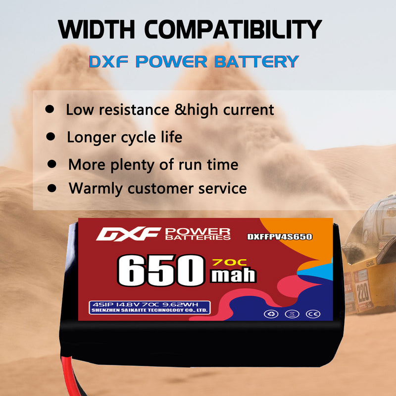 DXF 650mAh 4S 70C 14.8V Lipo Battery Pack for FPV LiPo Battery