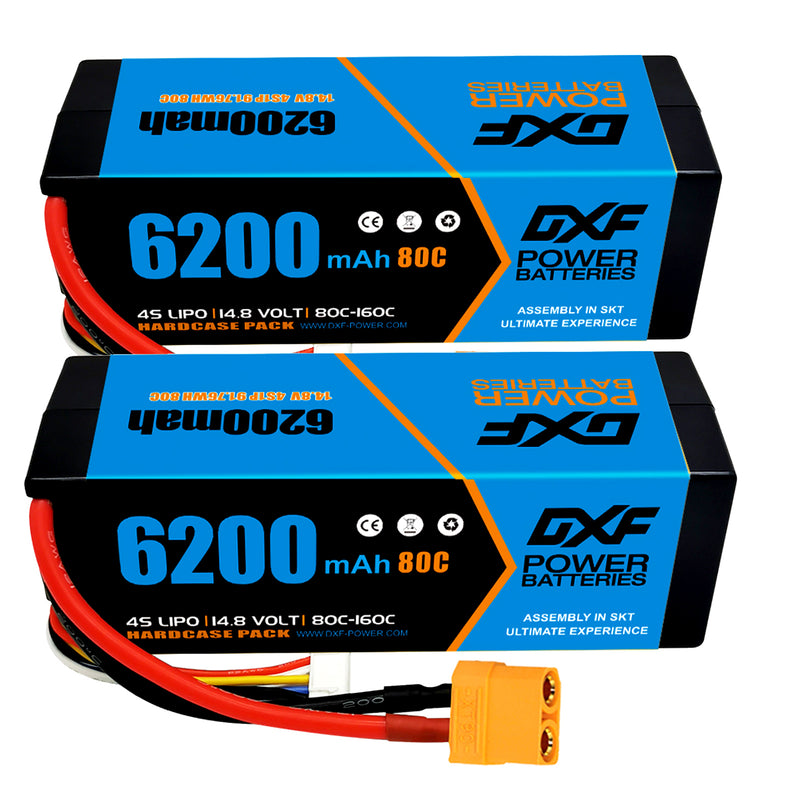 (EU)DXF Lipo Battery 4S 14.8V 6200MAH 80C  lipo Hardcase  XT90 Plug for Rc 1/8 1/10 Buggy Truck Car Off-Road Drone