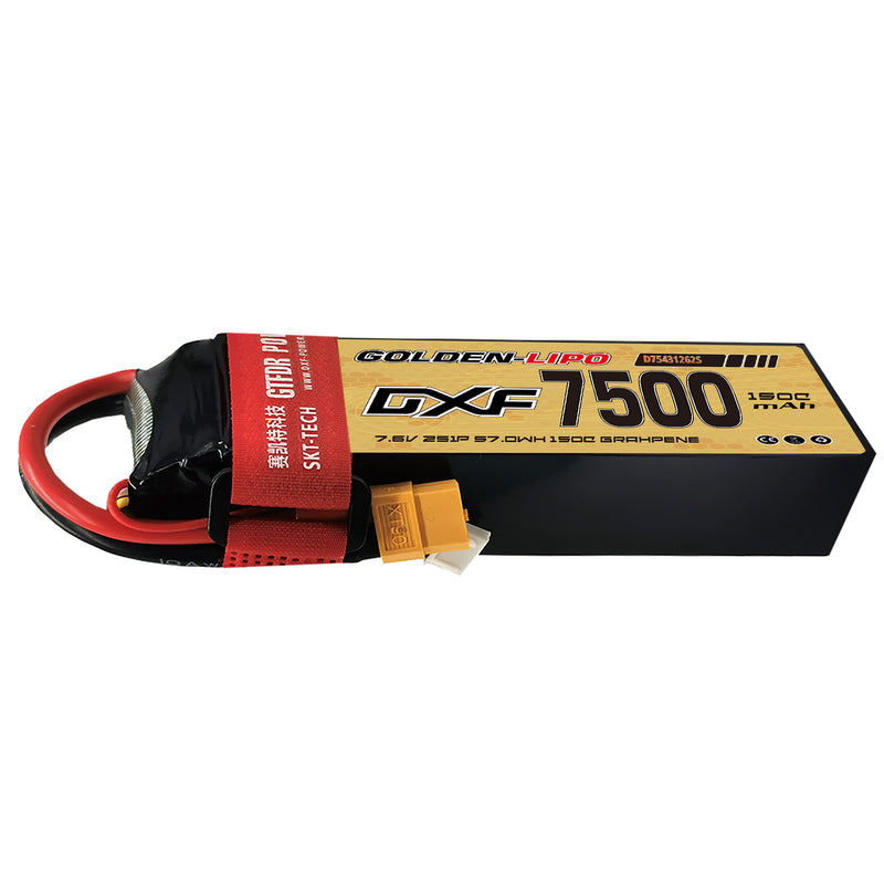 (CN)DXF 2S Lipo Battery 7.6V 150C 75000mAh Soft Case Battery with EC5 XT90 Connector for Car Truck Tank RC Buggy Truggy Racing Hobby