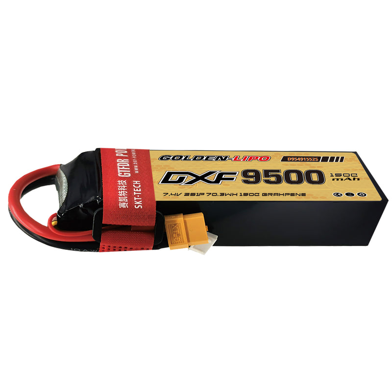 (CN)DXF 2S Lipo Battery 7.4V 150C 9500mAh Soft Case Battery with EC5 XT90 Connector for Car Truck Tank RC Buggy Truggy Racing Hobby
