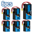 DXF 6S 22.2V 50000mAh 5C Soft Case LiPo Battery with 8AWG Wire for Toy Cars, Boats, UAVs & Drones (1-6 Pack)
