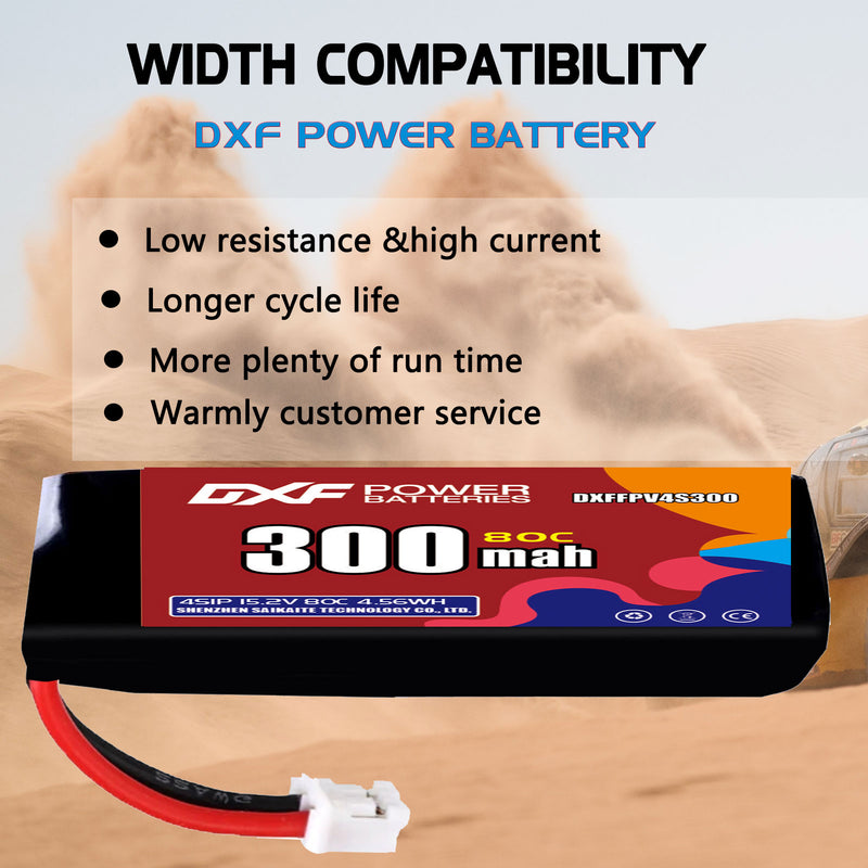 DXF 300mAh 4S 80C 15.2V Lipo Battery Pack for FPV LiPo Battery
