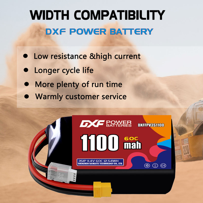 DXF 1100mAh 3S 60C 11.4V Lipo Battery Pack for FPV LiPo Battery
