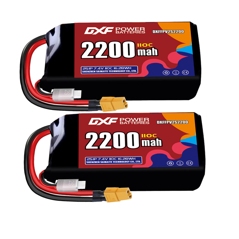 DXF 2200mAh 2S 110C 7.4V Lipo Battery Pack for FPV LiPo Battery