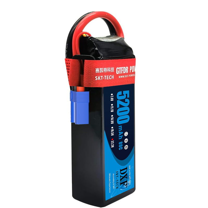 (PL)DXF 6S Lipo Battery 22.2V 80C 5200mAh Soft Case Battery with EC5 XT90 Connector for Car Truck Tank RC Buggy Truggy Racing Hobby