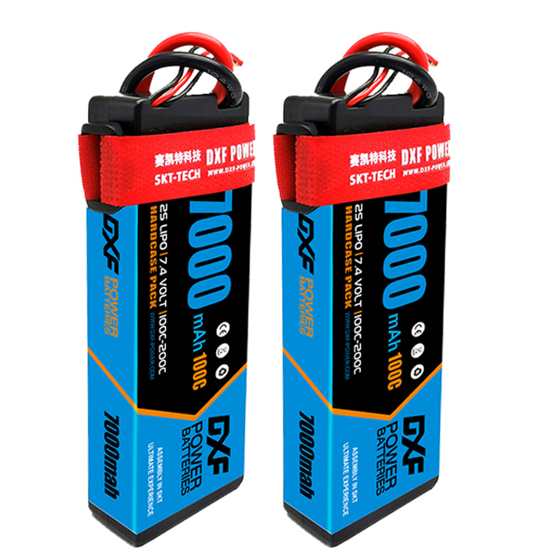 (PL)DXF Lipo Battery 2S 7.4V 7000mAh 100C/200C Hardcase Battery Graphene Battery Deans/T Plug for Rc Truck Drone 1/10 1/8 Scale Traxxas Slash 4x4 RC Car Buggy truggy