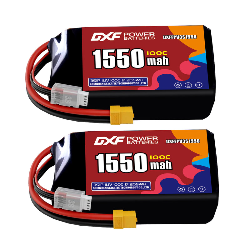 DXF 1550mAh 3S 100C 11.1V Lipo Battery Pack for FPV LiPo Battery