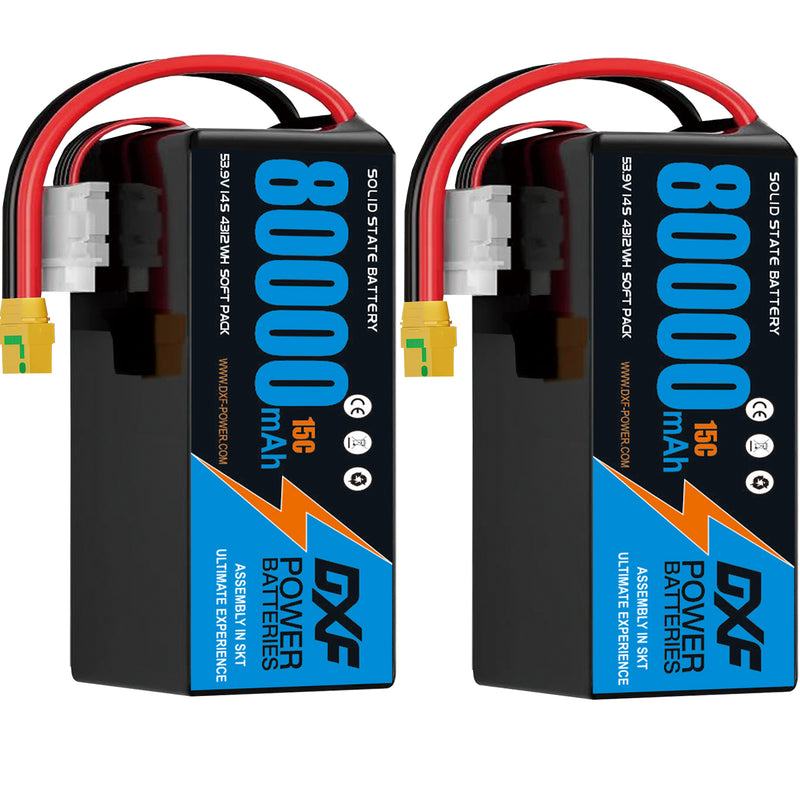(CN)DXF 14S Lipo Battery 53.9V 15C 80000mAh Soft Case Battery  for Drone UAV FPV Car Truck Tank RC Semi solidstate Battery Racing Hobby