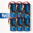 DXF SEMI-SOLID 12S 44.4V 54000mAh 5C Soft Case LiPo Battery with 8AWG Wire for Toy Cars, Boats, UAVs & Drones (1-6 Pack)