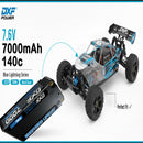 DXF LiPo Battery 2S2P HV 7.6V 7000mAh 140C Graphene Gray with 5mm Bullet / EC5 / T / TRX / XT60 / XT90 / XT150 / Q8s Plug for RC 1/10 1/8 Scale Car Racing