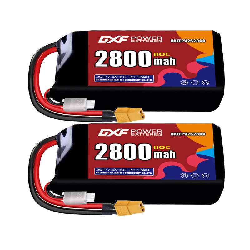 DXF 2800mAh 2S 110C 7.4V Lipo Battery Pack for FPV LiPo Battery