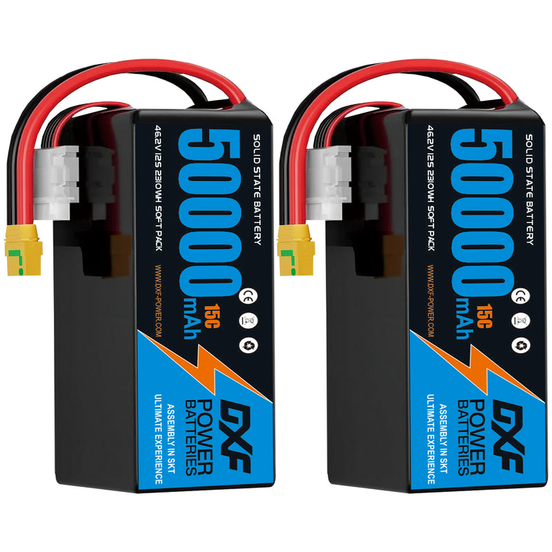 (CN)DXF 12S Lipo Battery 46.2V 15C 50000mAh Soft Case Battery  for Drone UAV FPV Car Truck Tank RC Semi solidstate Battery Racing Hobby