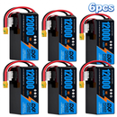 DXF SEMI-SOLID 12S 44.4V 12000mAh 15C Soft Case LiPo Battery with 8AWG Wire for Toy Cars, Boats, UAVs & Drones (1-6 Pack)